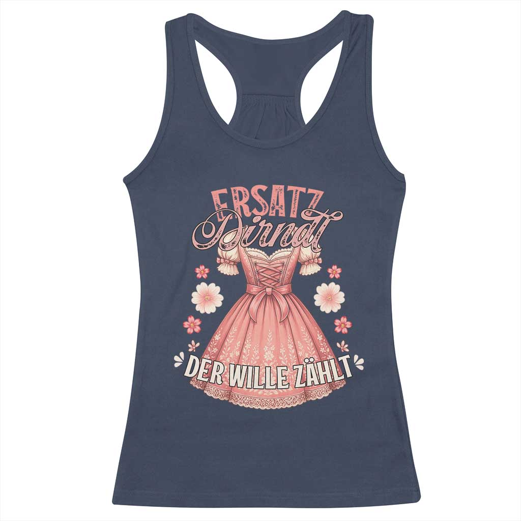 Funny Ersatz Backup Dirndl Oktoberfest Racerback Tank Top Der Wille Zahlt Bavarian Festival Costume Humor TS02 Navy Print Your Wear