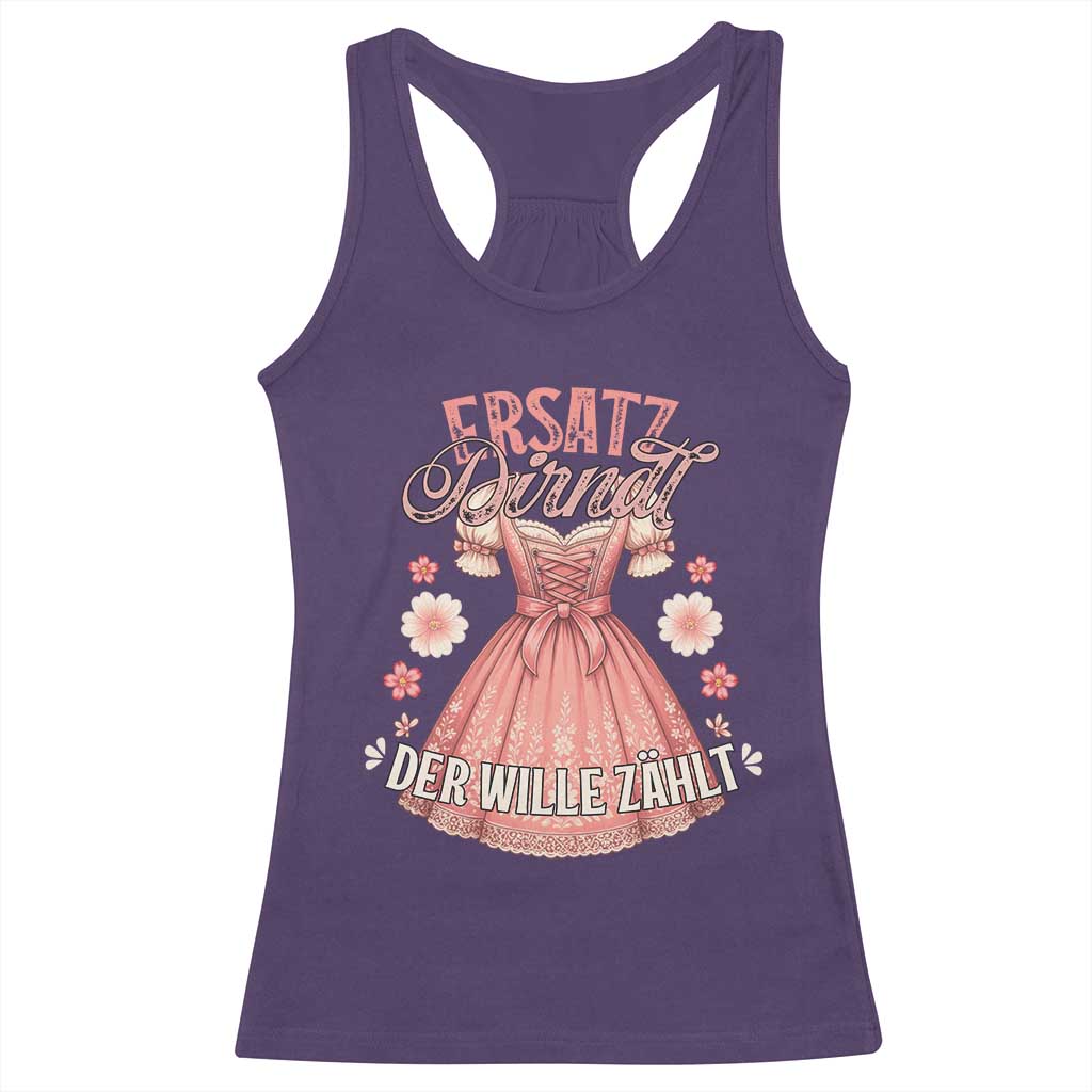 Funny Ersatz Backup Dirndl Oktoberfest Racerback Tank Top Der Wille Zahlt Bavarian Festival Costume Humor TS02 Purple Print Your Wear
