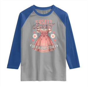 Funny Ersatz Backup Dirndl Oktoberfest Raglan Shirt Der Wille Zahlt Bavarian Festival Costume Humor TS02 Sport Gray Royal Print Your Wear