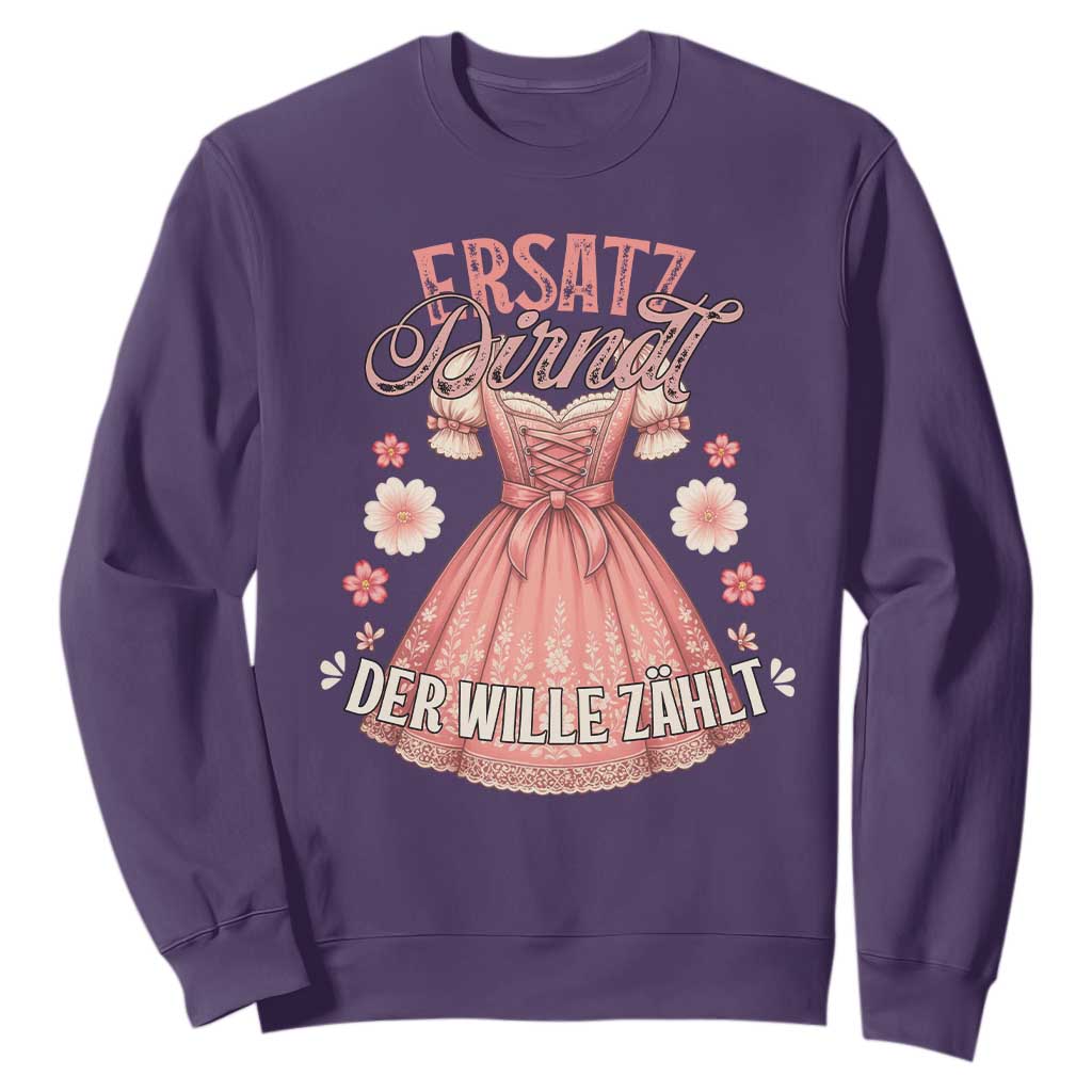 Funny Ersatz Backup Dirndl Oktoberfest Sweatshirt Der Wille Zahlt Bavarian Festival Costume Humor TS02 Purple Print Your Wear