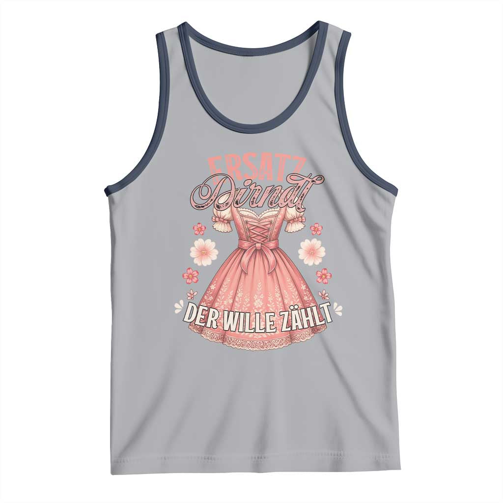 Funny Ersatz Backup Dirndl Oktoberfest Tank Top Der Wille Zahlt Bavarian Festival Costume Humor TS02 Athletic Heather Navy Print Your Wear