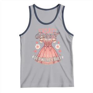 Funny Ersatz Backup Dirndl Oktoberfest Tank Top Der Wille Zahlt Bavarian Festival Costume Humor TS02 Athletic Heather Navy Print Your Wear