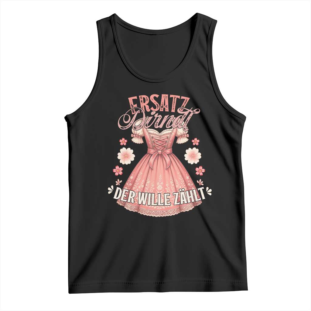 Funny Ersatz Backup Dirndl Oktoberfest Tank Top Der Wille Zahlt Bavarian Festival Costume Humor TS02 Black Print Your Wear