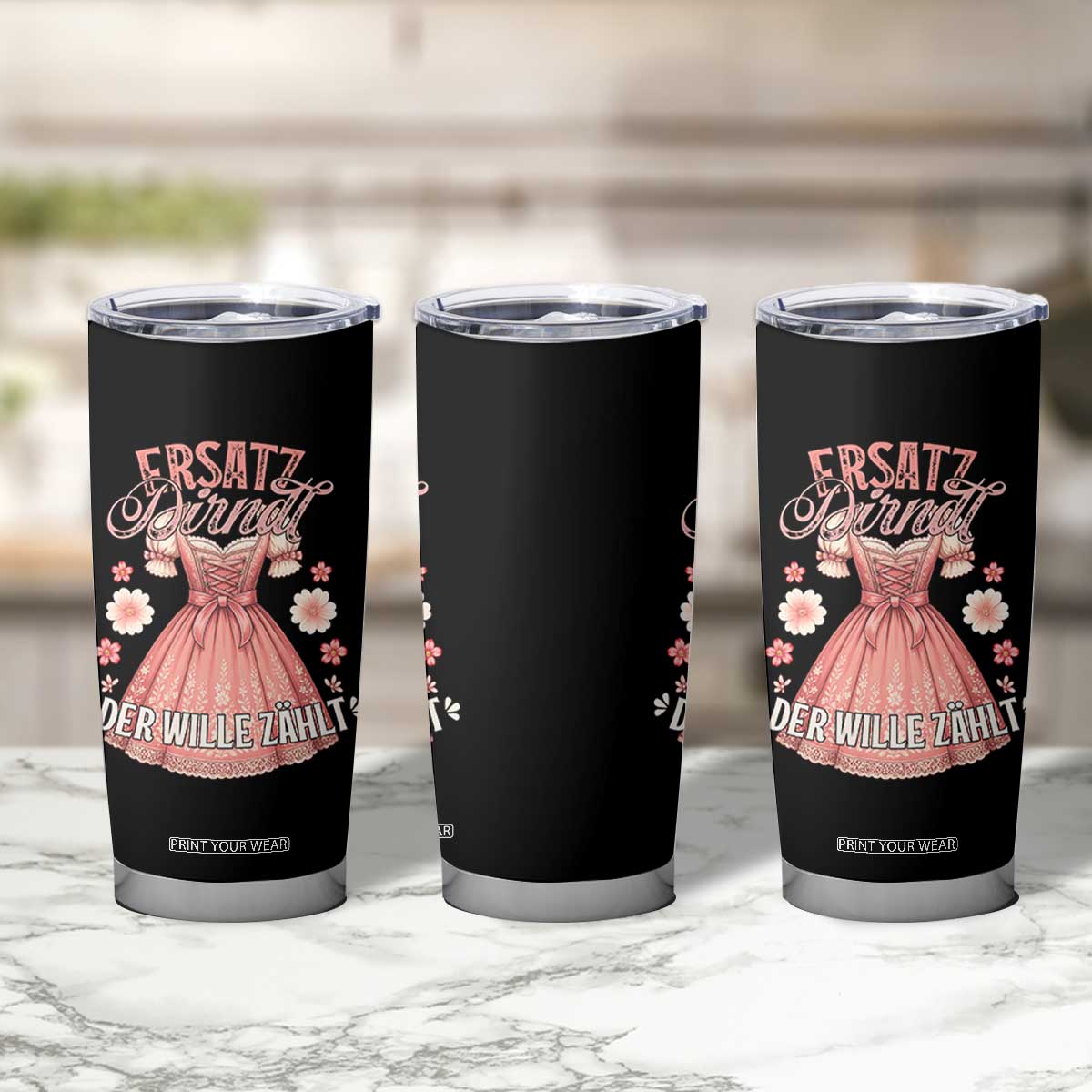 Funny Ersatz Backup Dirndl Oktoberfest Tumbler Cup Der Wille Zahlt Bavarian Festival Costume Humor TS02 Print Your Wear