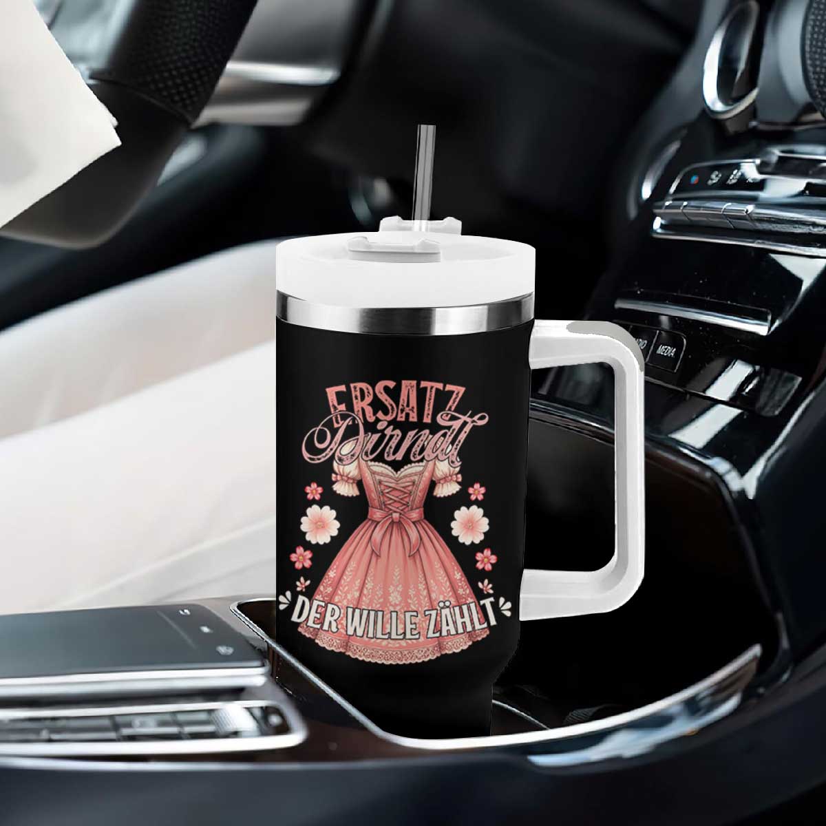 Funny Ersatz Backup Dirndl Oktoberfest Tumbler With Handle Der Wille Zahlt Bavarian Festival Costume Humor TS02 Print Your Wear