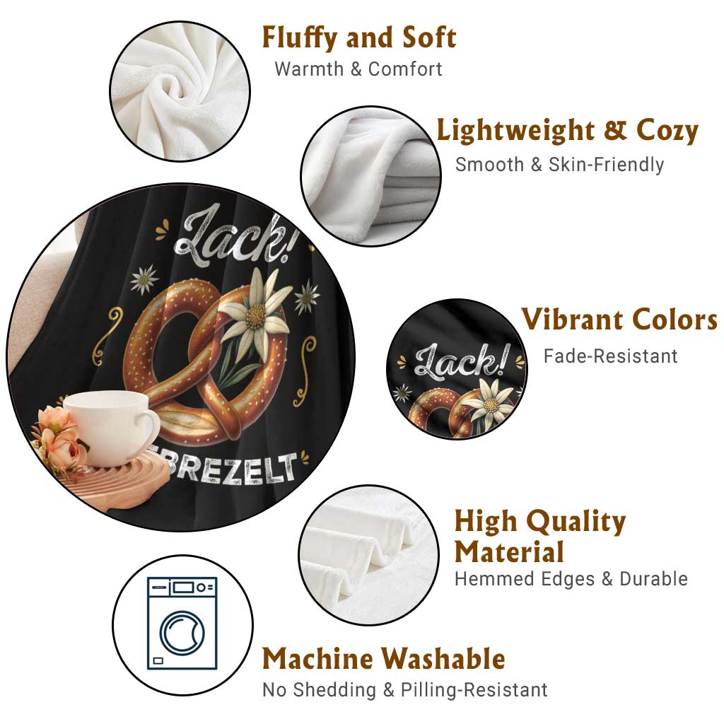 Zack Aufgebrezelt Oktoberfest Throw Blanket Dress Up Funny Pretzel Edelweiss Bavarian Festival TS02 Print Your Wear