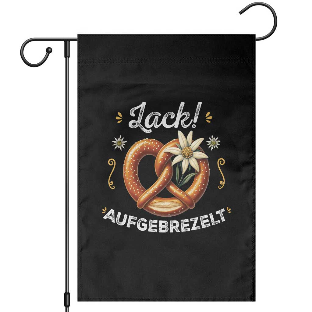 Zack Aufgebrezelt Oktoberfest Garden Flag Dress Up Funny Pretzel Edelweiss Bavarian Festival TS02 Black Print Your Wear