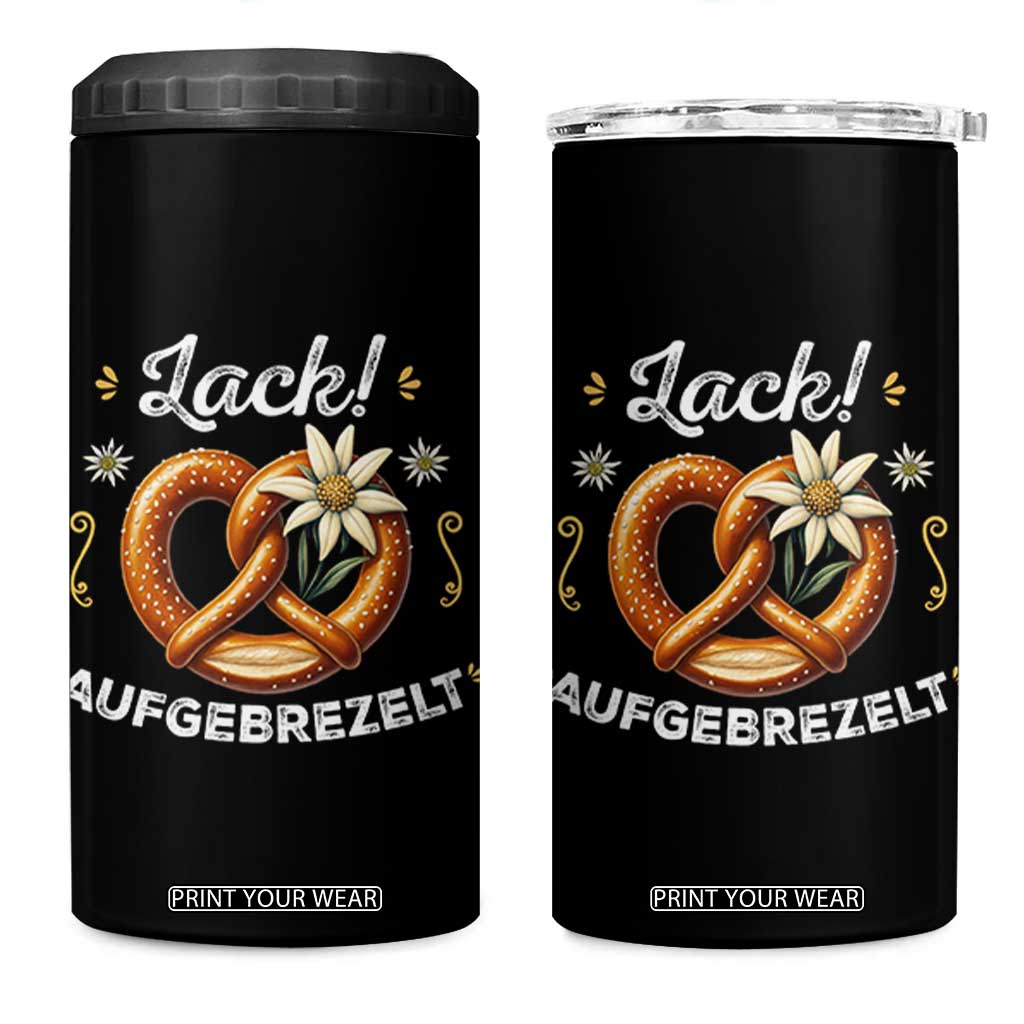 Zack Aufgebrezelt Oktoberfest 4 in 1 Can Cooler Tumbler Dress Up Funny Pretzel Edelweiss Bavarian Festival TS02 One Size: 16 oz Black Print Your Wear