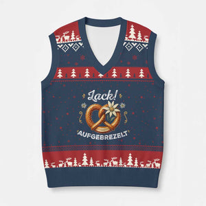 Zack Aufgebrezelt Oktoberfest V-Neck Knit Sweater Vest Dress Up Funny Pretzel Edelweiss Bavarian Festival TS02 Navy Red Print Your Wear
