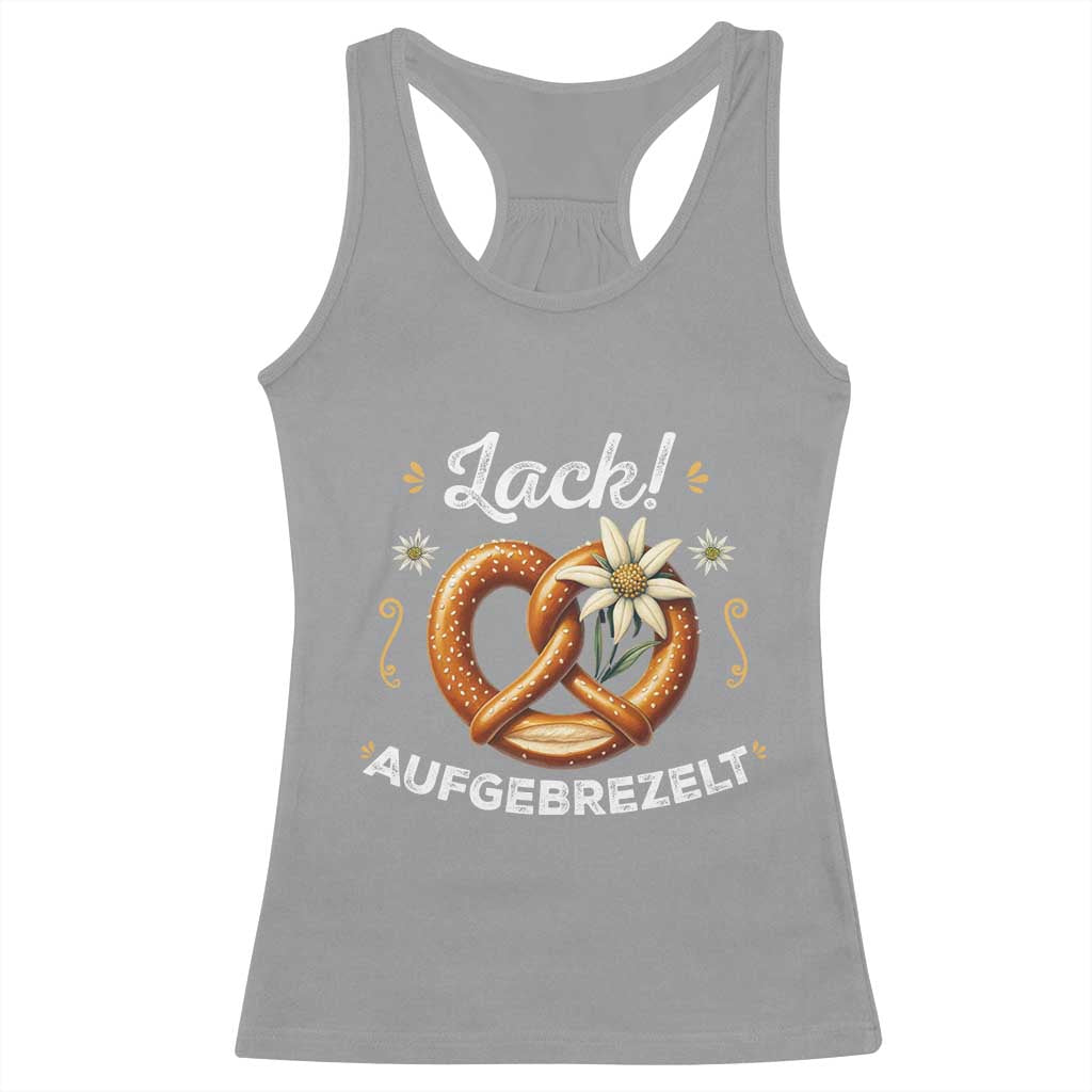 Zack Aufgebrezelt Oktoberfest Racerback Tank Top Dress Up Funny Pretzel Edelweiss Bavarian Festival TS02 Sport Gray Print Your Wear