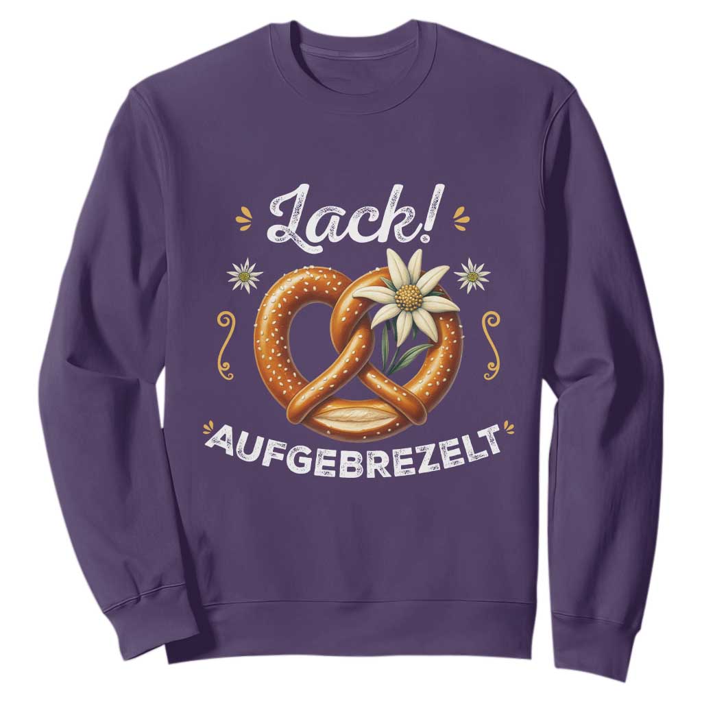 Zack Aufgebrezelt Oktoberfest Sweatshirt Dress Up Funny Pretzel Edelweiss Bavarian Festival TS02 Purple Print Your Wear