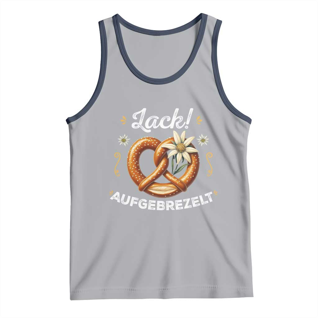 Zack Aufgebrezelt Oktoberfest Tank Top Dress Up Funny Pretzel Edelweiss Bavarian Festival TS02 Athletic Heather Navy Print Your Wear