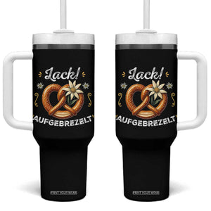 Zack Aufgebrezelt Oktoberfest Tumbler With Handle Dress Up Funny Pretzel Edelweiss Bavarian Festival TS02 One Size: 40 oz Black Print Your Wear
