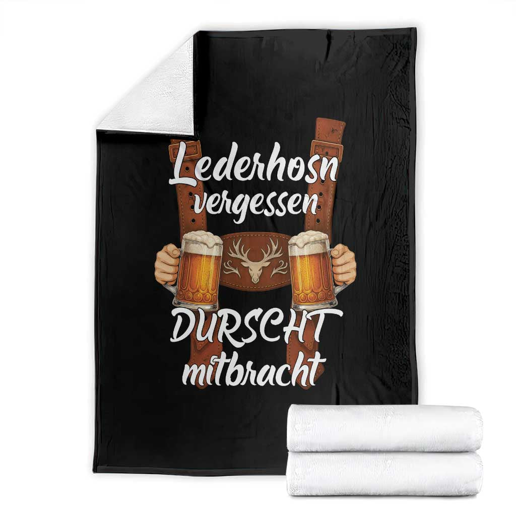Lederhosen Forgotten Oktoberfest Throw Blanket Durscht Mitbracht Funny Beer Drinking TS02 Black Print Your Wear