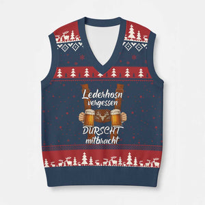 Lederhosen Forgotten Oktoberfest V-Neck Knit Sweater Vest Durscht Mitbracht Funny Beer Drinking TS02 Navy Red Print Your Wear