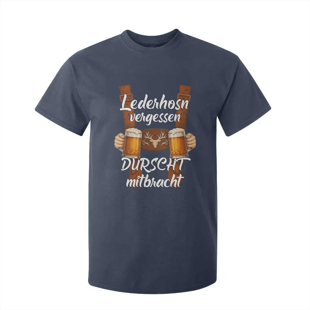 Lederhosen Forgotten Oktoberfest T Shirt For Kid Durscht Mitbracht Funny Beer Drinking TS02 Navy Print Your Wear