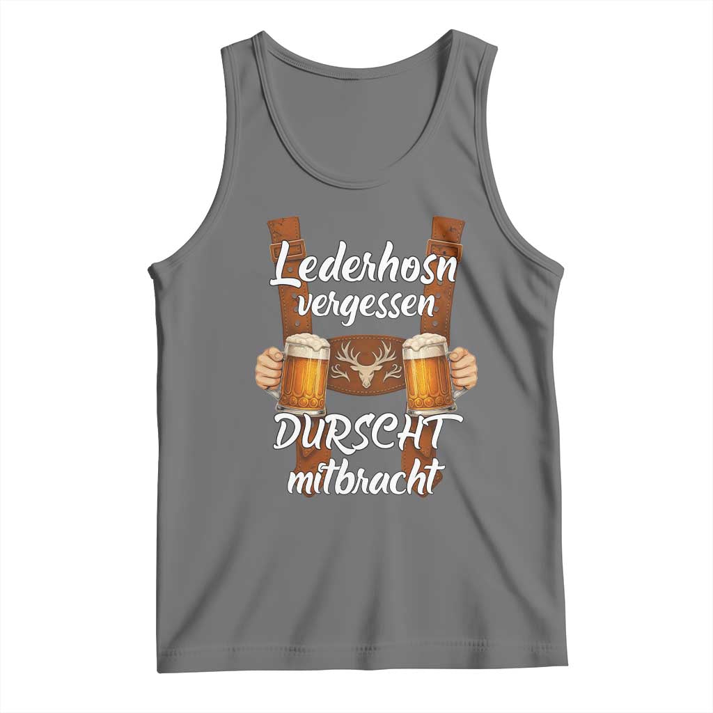 Lederhosen Forgotten Oktoberfest Tank Top Durscht Mitbracht Funny Beer Drinking TS02 Black Heather Print Your Wear