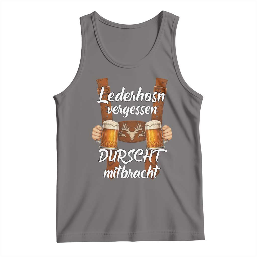 Lederhosen Forgotten Oktoberfest Tank Top Durscht Mitbracht Funny Beer Drinking TS02 Deep Heather Print Your Wear