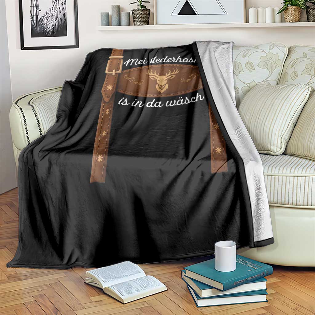 Funny Lederhosen Costume Alternative for Oktoberfest Throw Blanket Mei Lederhosn Is In Da Wasch TS02 Print Your Wear