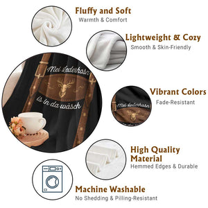 Funny Lederhosen Costume Alternative for Oktoberfest Throw Blanket Mei Lederhosn Is In Da Wasch TS02 Print Your Wear