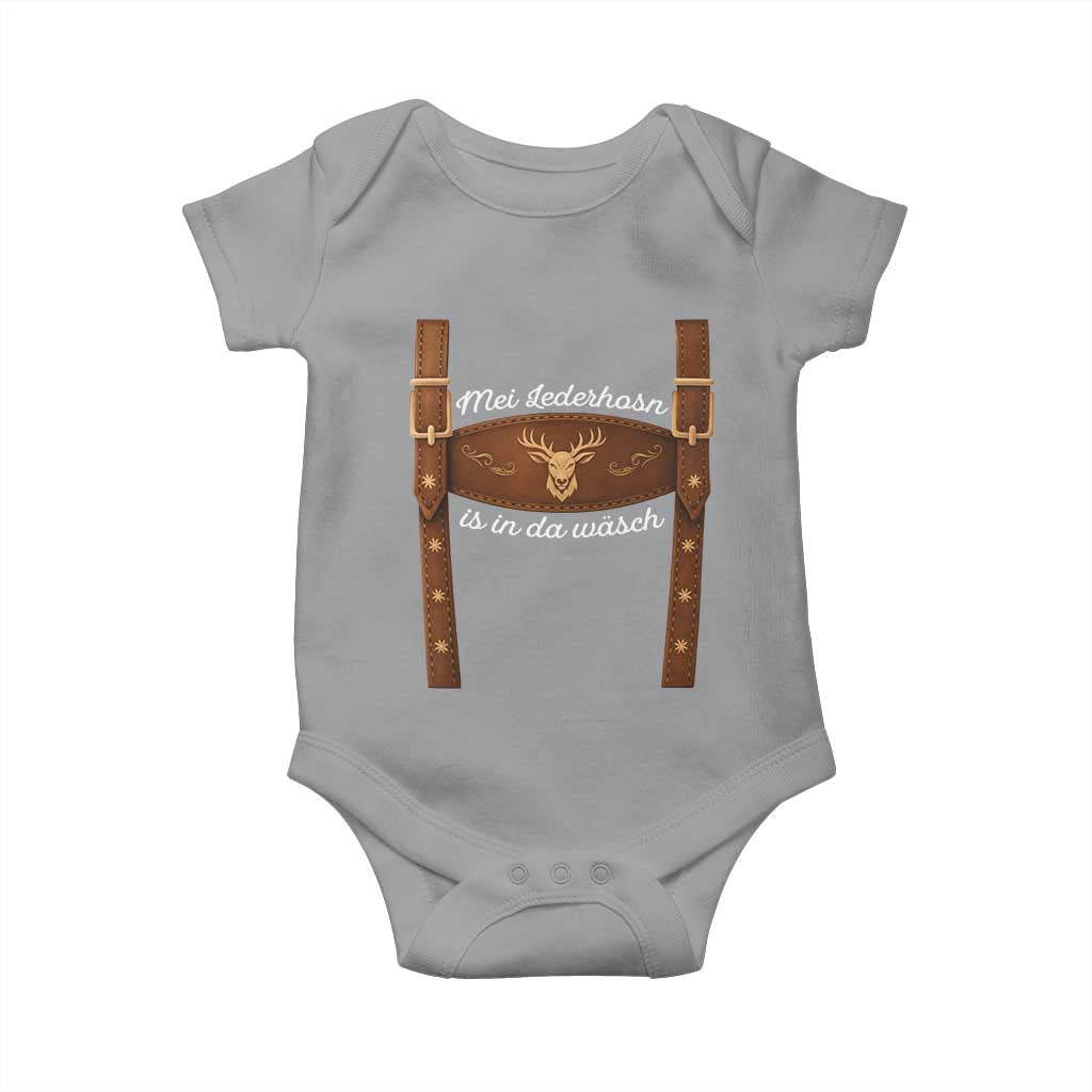 Funny Lederhosen Costume Alternative for Oktoberfest Baby Onesie Mei Lederhosn Is In Da Wasch TS02 Sport Gray Print Your Wear