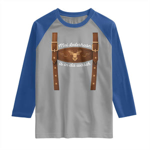 Funny Lederhosen Costume Alternative for Oktoberfest Raglan Shirt Mei Lederhosn Is In Da Wasch TS02 Sport Gray Royal Print Your Wear
