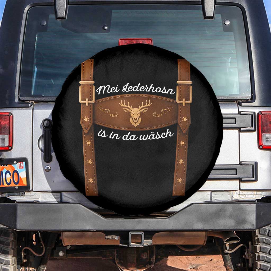 Funny Lederhosen Costume Alternative for Oktoberfest Spare Tire Cover Mei Lederhosn Is In Da Wasch TS02 No hole Black Print Your Wear