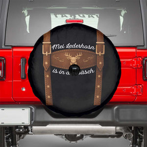 Funny Lederhosen Costume Alternative for Oktoberfest Spare Tire Cover Mei Lederhosn Is In Da Wasch TS02 Black Print Your Wear