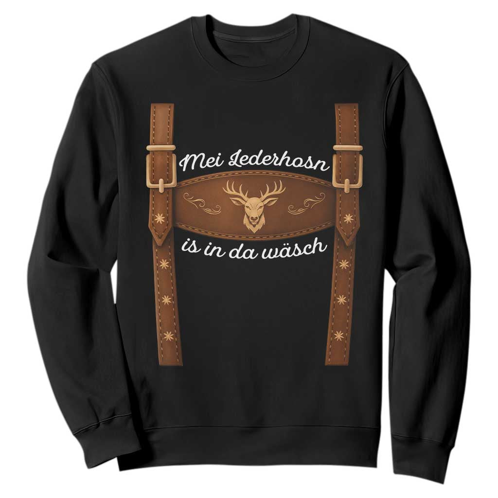 Funny Lederhosen Costume Alternative for Oktoberfest Sweatshirt Mei Lederhosn Is In Da Wasch TS02 Black Print Your Wear