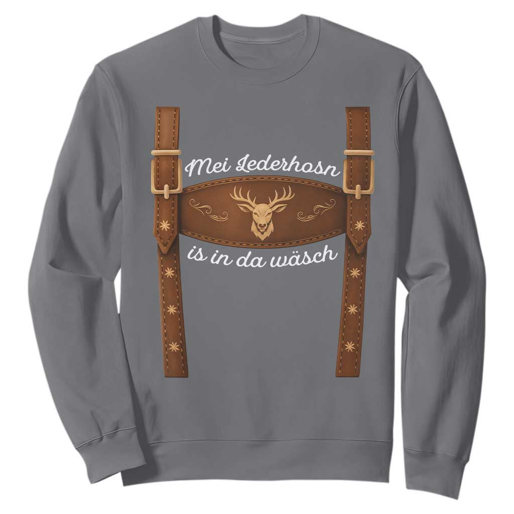 Funny Lederhosen Costume Alternative for Oktoberfest Sweatshirt Mei Lederhosn Is In Da Wasch TS02 Charcoal Print Your Wear