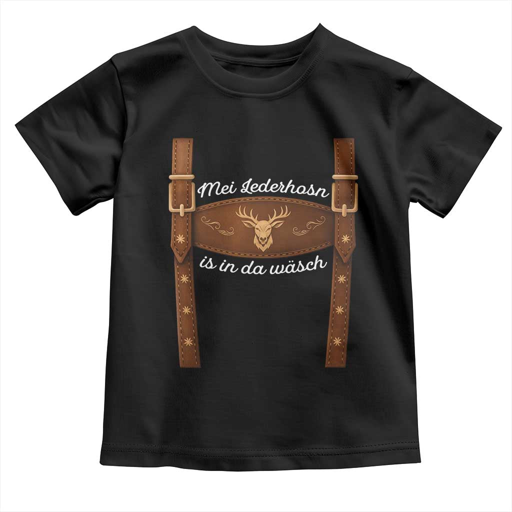 Funny Lederhosen Costume Alternative for Oktoberfest Toddler T Shirt Mei Lederhosn Is In Da Wasch TS02 Black Print Your Wear