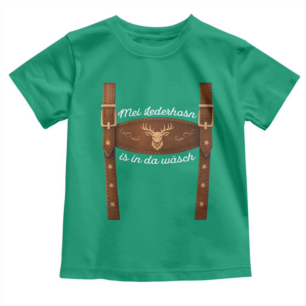 Funny Lederhosen Costume Alternative for Oktoberfest Toddler T Shirt Mei Lederhosn Is In Da Wasch TS02 Irish Green Print Your Wear