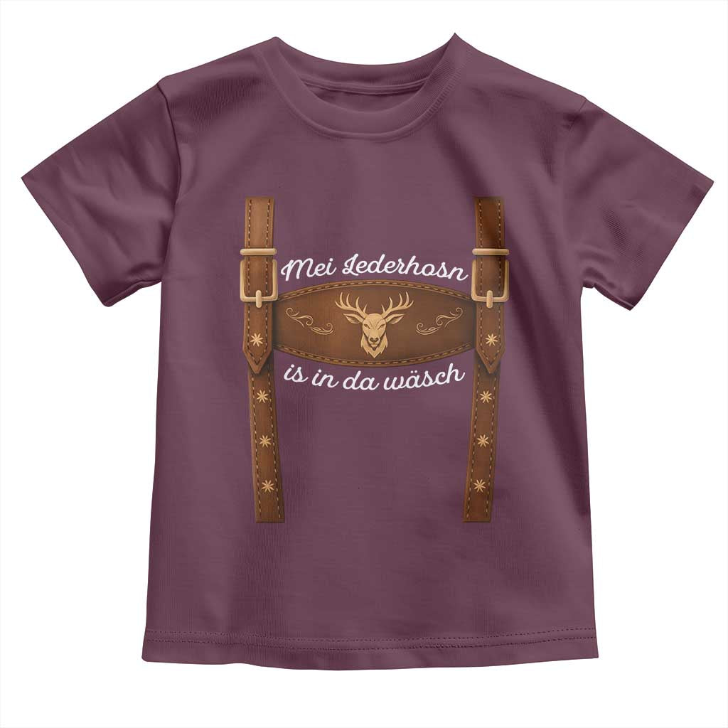 Funny Lederhosen Costume Alternative for Oktoberfest Toddler T Shirt Mei Lederhosn Is In Da Wasch TS02 Maroon Print Your Wear