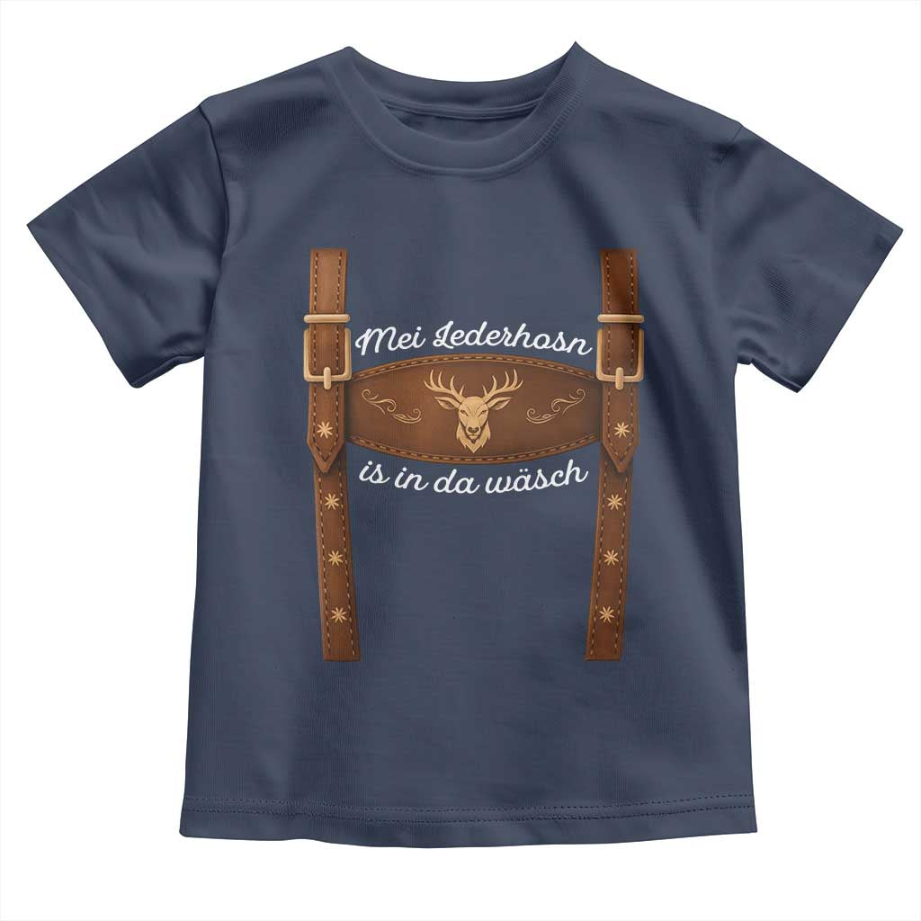 Funny Lederhosen Costume Alternative for Oktoberfest Toddler T Shirt Mei Lederhosn Is In Da Wasch TS02 Navy Print Your Wear