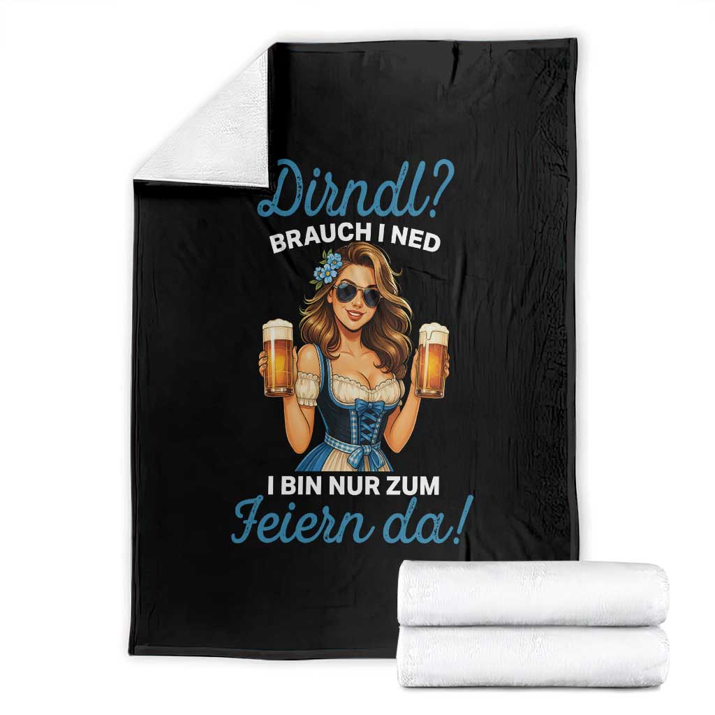 Funny Beer Girl Oktoberfest Throw Blanket Dirndle I Bin Nur Zum Feiern Da Party TS02 Black Print Your Wear