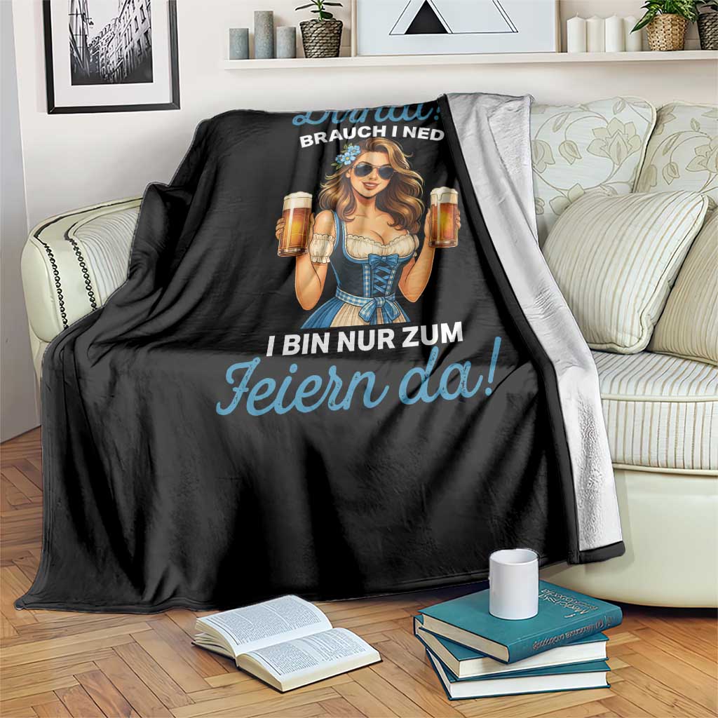 Funny Beer Girl Oktoberfest Throw Blanket Dirndle I Bin Nur Zum Feiern Da Party TS02 Print Your Wear