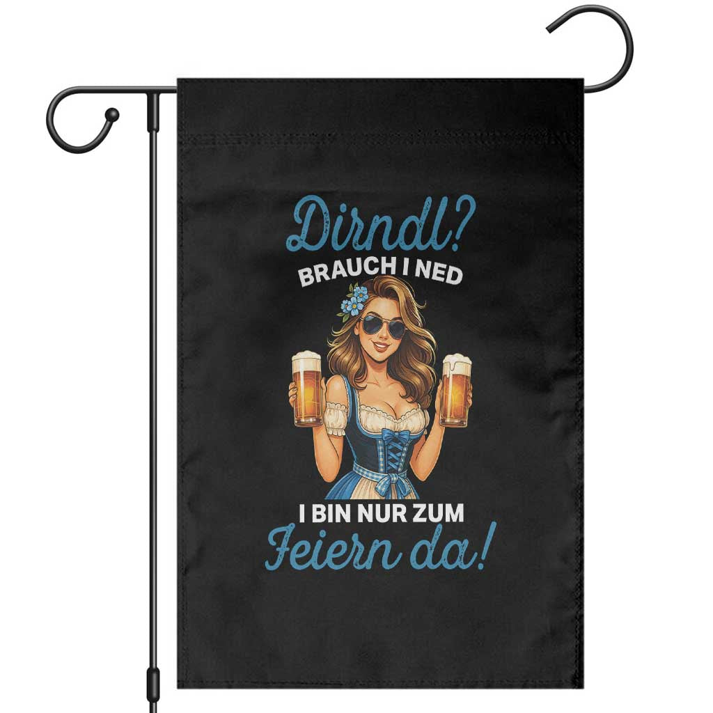 Funny Beer Girl Oktoberfest Garden Flag Dirndle I Bin Nur Zum Feiern Da Party TS02 Black Print Your Wear