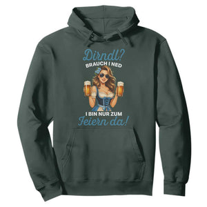 Funny Beer Girl Oktoberfest Hoodie Dirndle I Bin Nur Zum Feiern Da Party TS02 Dark Forest Green Print Your Wear