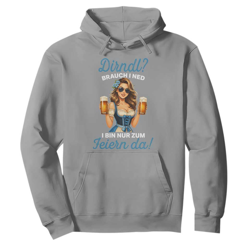 Funny Beer Girl Oktoberfest Hoodie Dirndle I Bin Nur Zum Feiern Da Party TS02 Sport Gray Print Your Wear