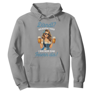 Funny Beer Girl Oktoberfest Hoodie Dirndle I Bin Nur Zum Feiern Da Party TS02 Sport Gray Print Your Wear