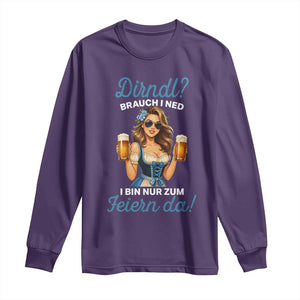 Funny Beer Girl Oktoberfest Long Sleeve Shirt Dirndle I Bin Nur Zum Feiern Da Party TS02 Purple Print Your Wear