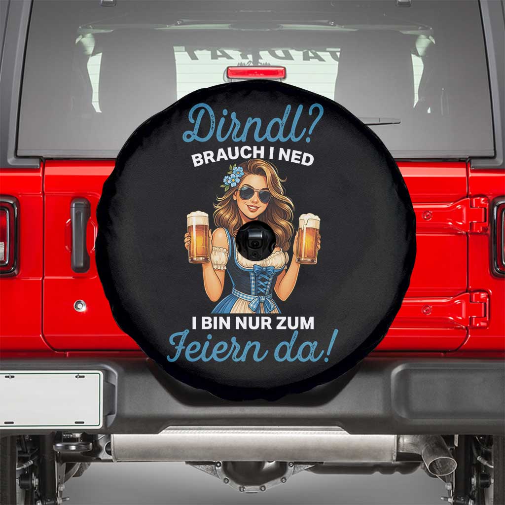 Funny Beer Girl Oktoberfest Spare Tire Cover Dirndle I Bin Nur Zum Feiern Da Party TS02 Black Print Your Wear