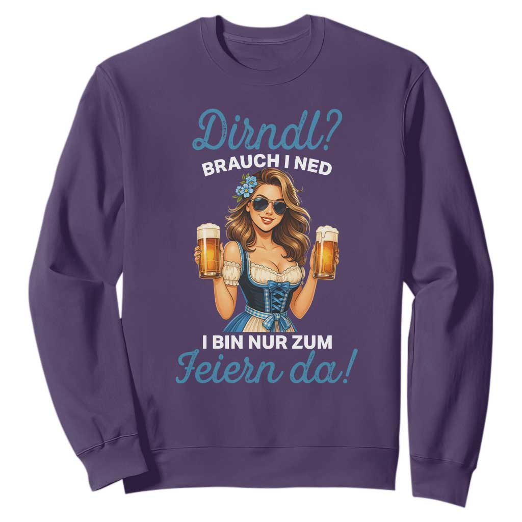 Funny Beer Girl Oktoberfest Sweatshirt Dirndle I Bin Nur Zum Feiern Da Party TS02 Purple Print Your Wear