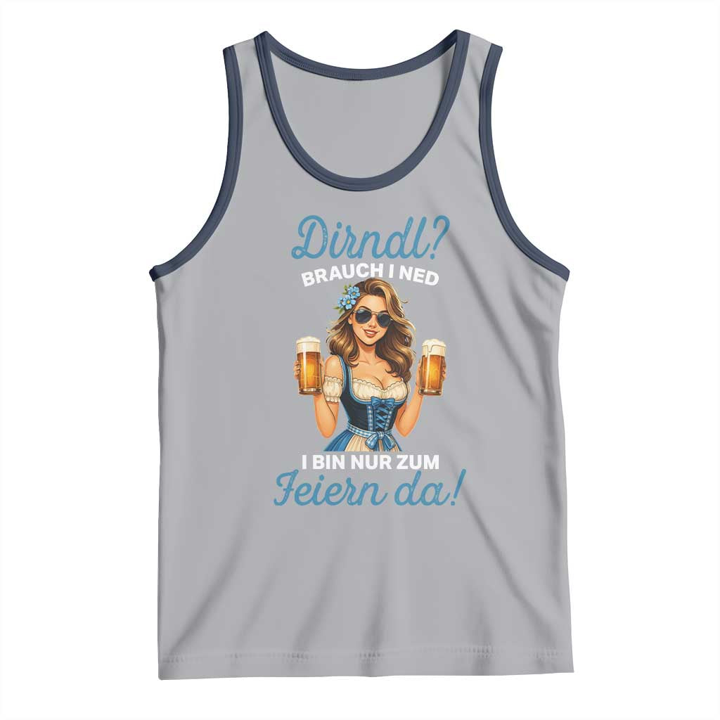 Funny Beer Girl Oktoberfest Tank Top Dirndle I Bin Nur Zum Feiern Da Party TS02 Athletic Heather Navy Print Your Wear
