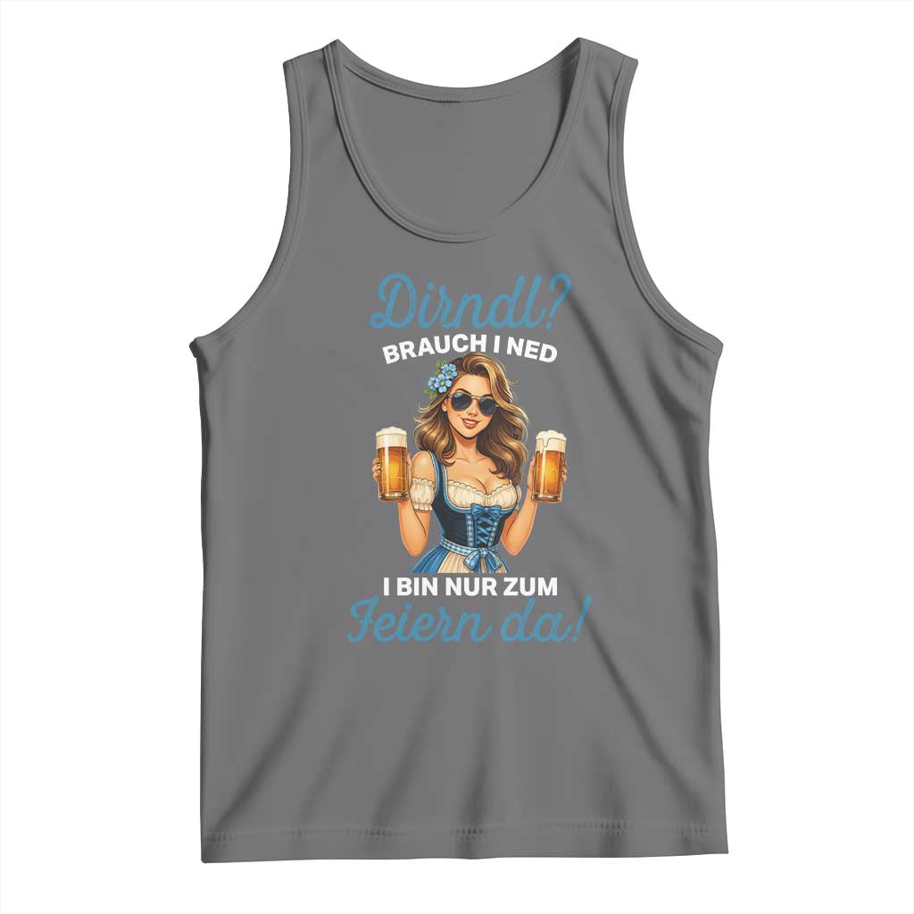 Funny Beer Girl Oktoberfest Tank Top Dirndle I Bin Nur Zum Feiern Da Party TS02 Black Heather Print Your Wear