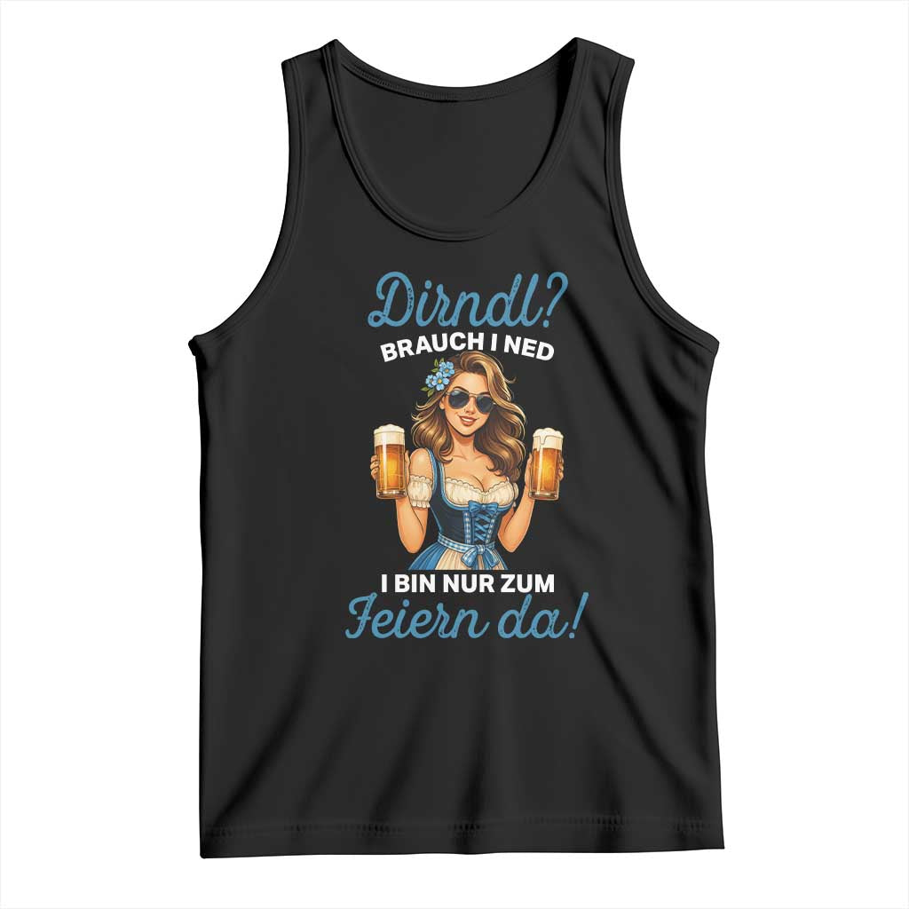 Funny Beer Girl Oktoberfest Tank Top Dirndle I Bin Nur Zum Feiern Da Party TS02 Black Print Your Wear