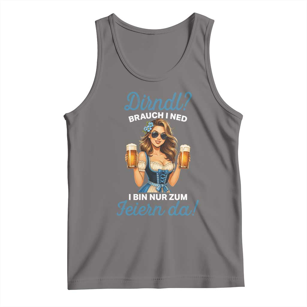 Funny Beer Girl Oktoberfest Tank Top Dirndle I Bin Nur Zum Feiern Da Party TS02 Deep Heather Print Your Wear