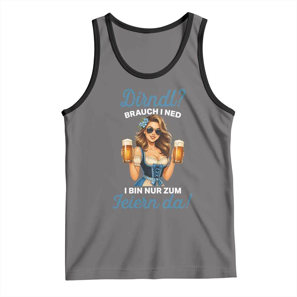 Funny Beer Girl Oktoberfest Tank Top Dirndle I Bin Nur Zum Feiern Da Party TS02 Deep Heather Black Print Your Wear