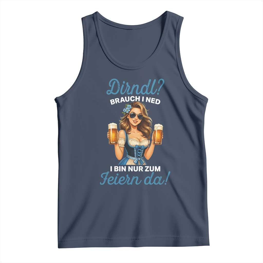 Funny Beer Girl Oktoberfest Tank Top Dirndle I Bin Nur Zum Feiern Da Party TS02 Navy Print Your Wear