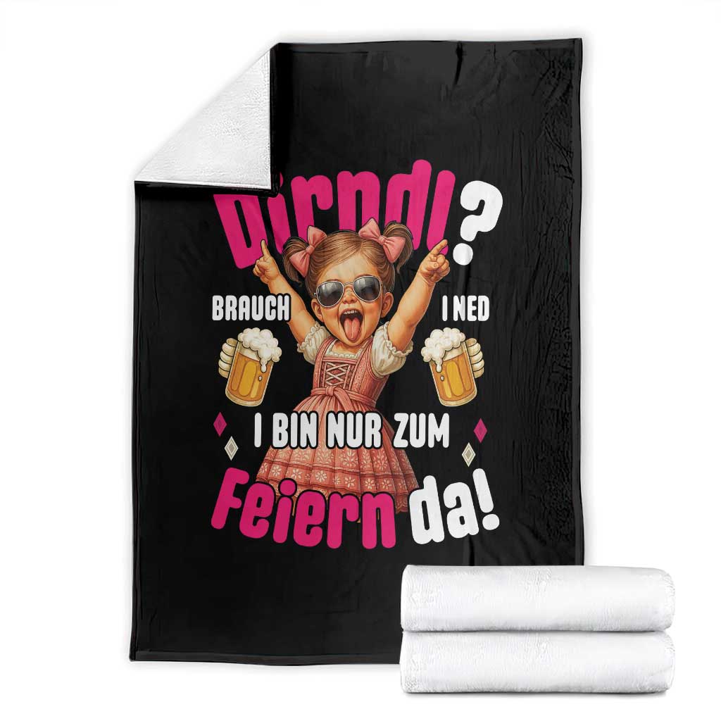 Funny Cute Girl Oktoberfest Throw Blanket Dirndle I Bin Nur Zum Feiern Da Party TS02 Black Print Your Wear